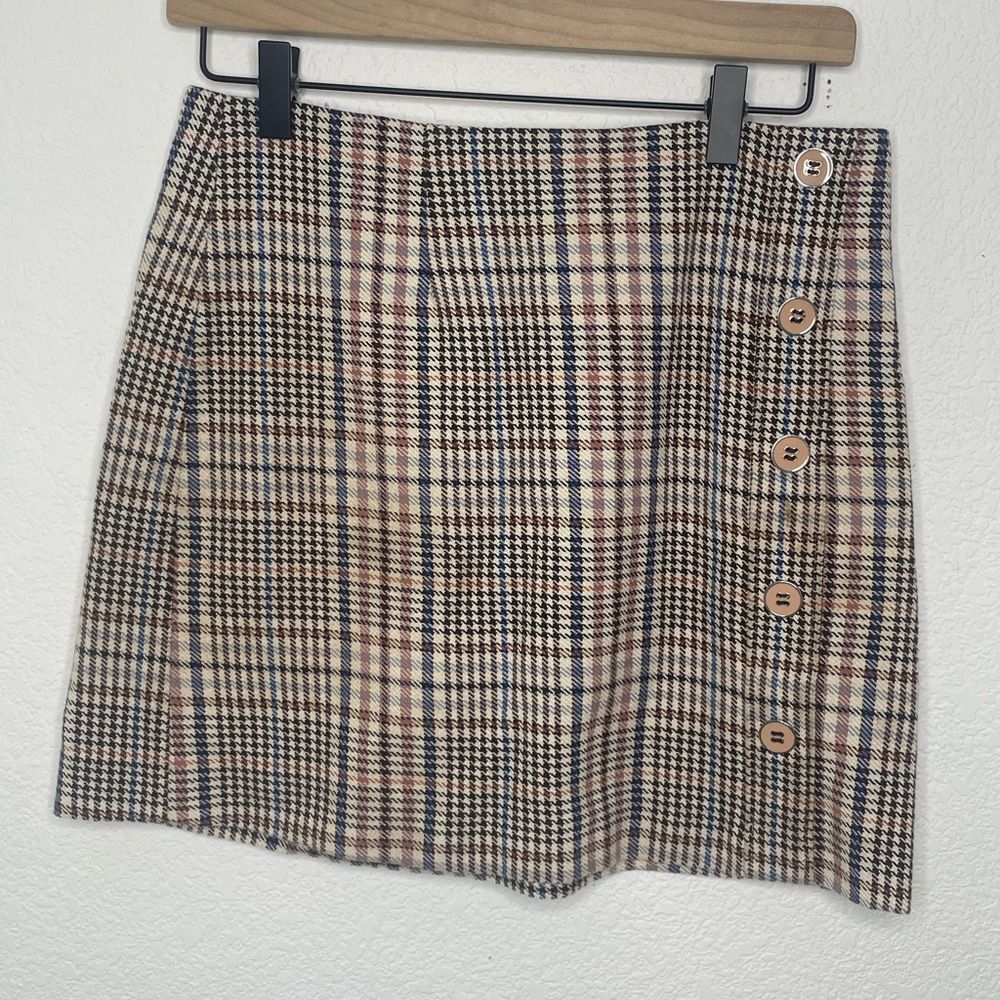 Veronica Beard Checkered Mini Skirt - Brown and Cream